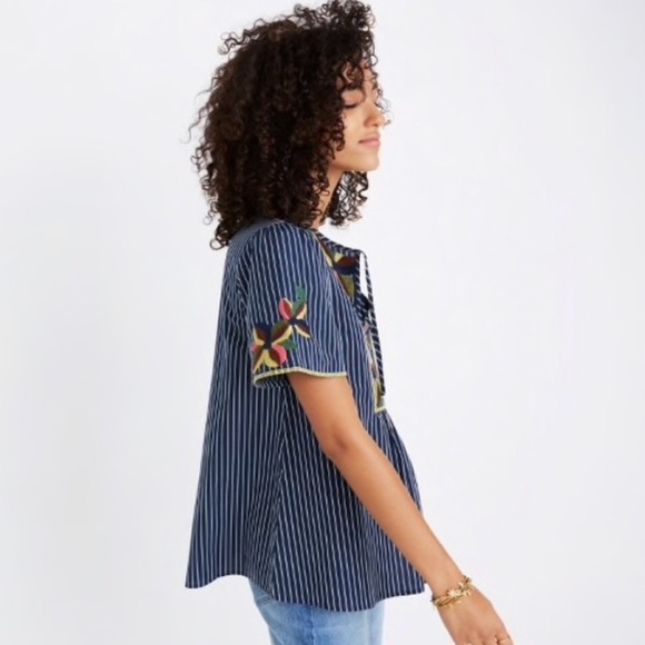 Madewell Embroidered Floral Fable Peasant Top - Picture 2 of 7